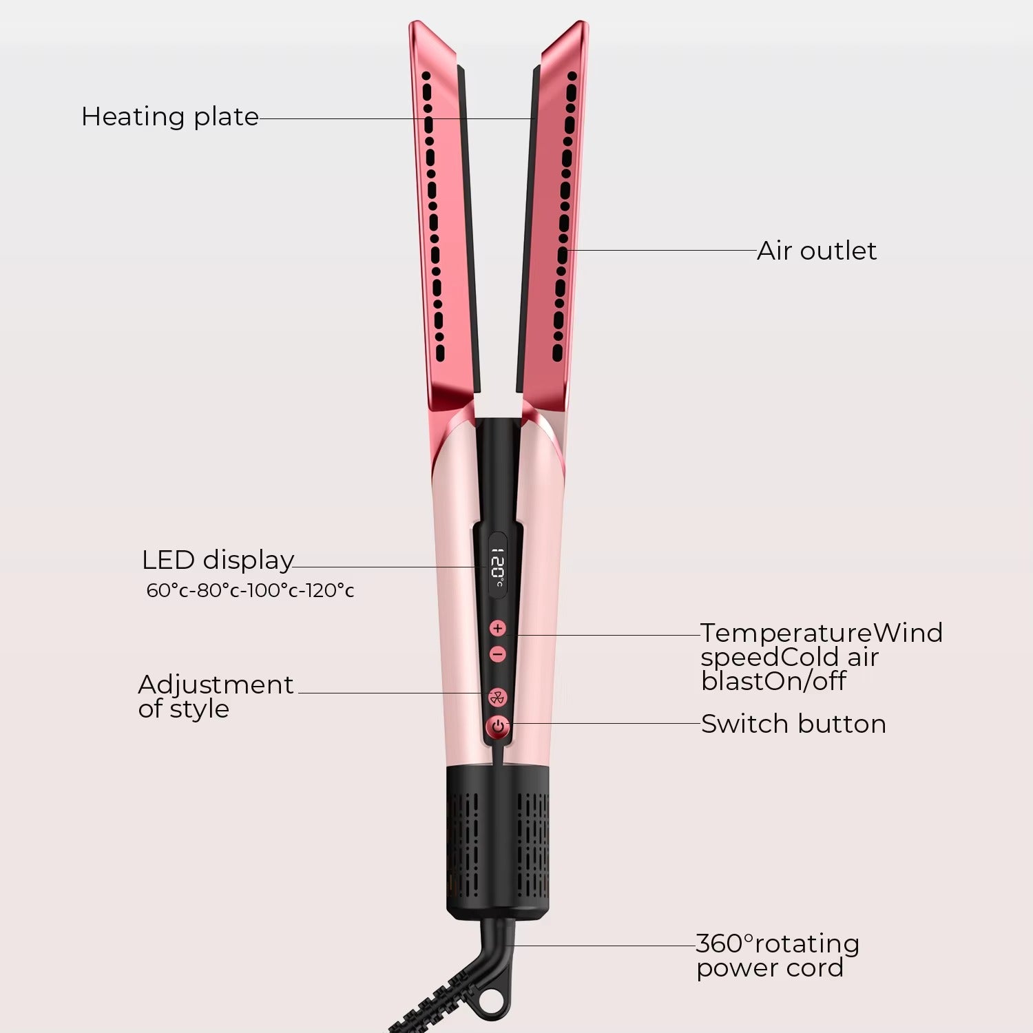 Professional Air Straightener – Hot & Cold Air Styling Iron